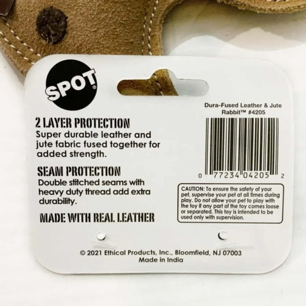 Spot Dog Toy Fused Leather Squeaky Rabbit Strong Durable Toy Ethical Products